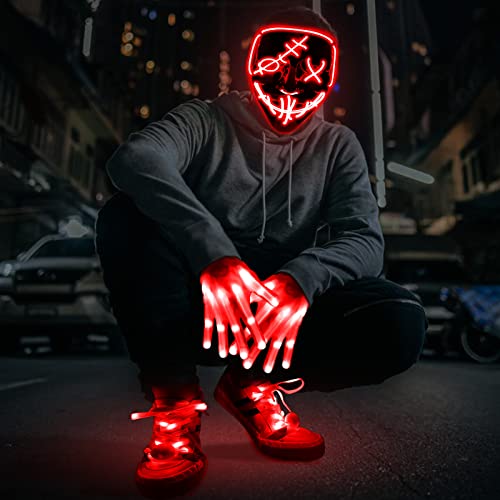 Halloween LED Mask Light Up Gloves and Glow Shoelaces O999588
