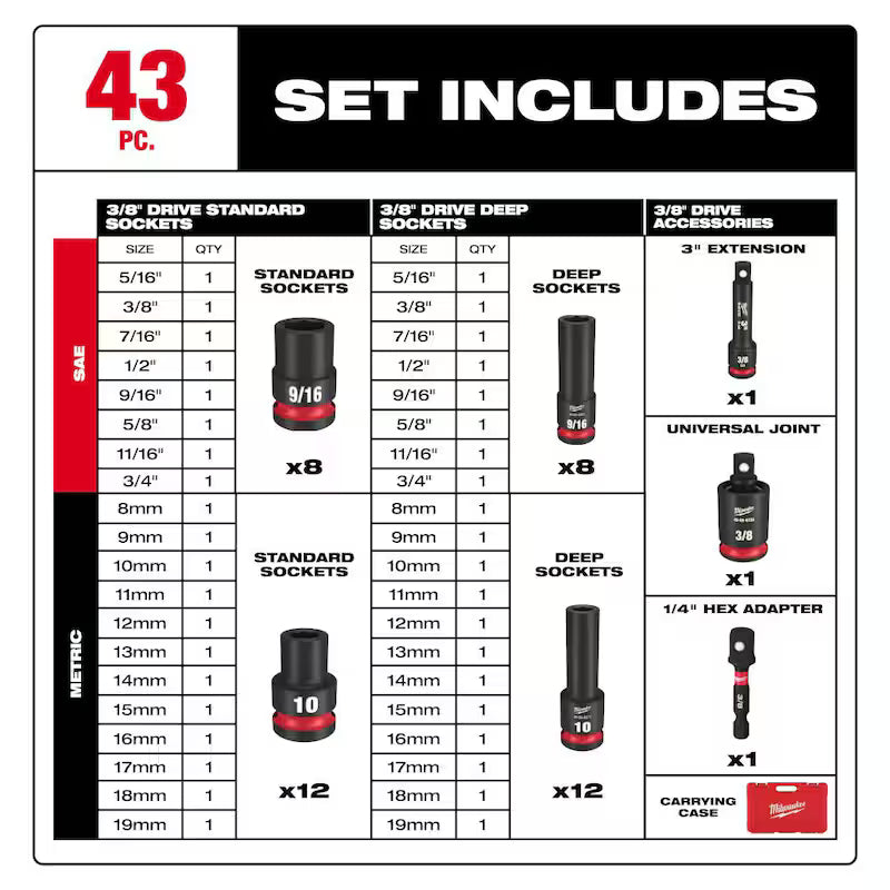 12V Brushless Cordless 3/8 in. Impact Wrench Kit with 43-Piece Socket Set J579
