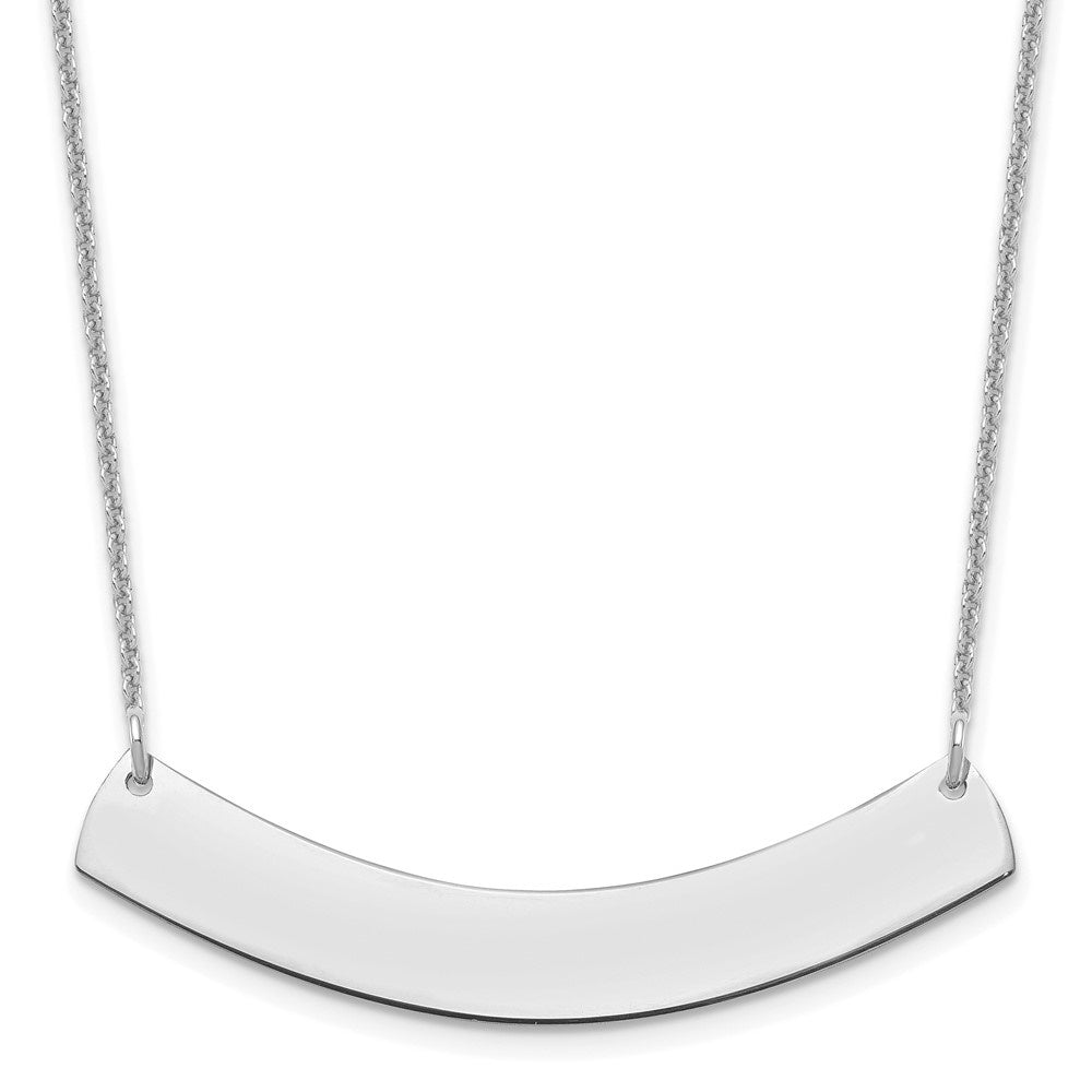 14k White Gold Curved Blank Bar Necklace E95751
