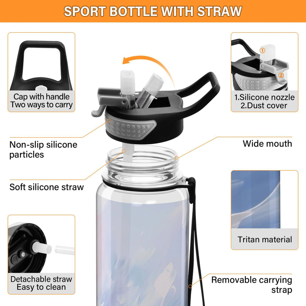 Blue and Pink 32oz Tritan Water Bottles with Straw U38166