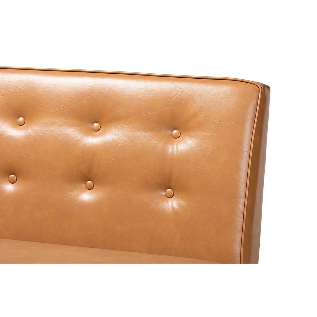 Tan Faux Leather 2-Piece Wood Dining Nook D494