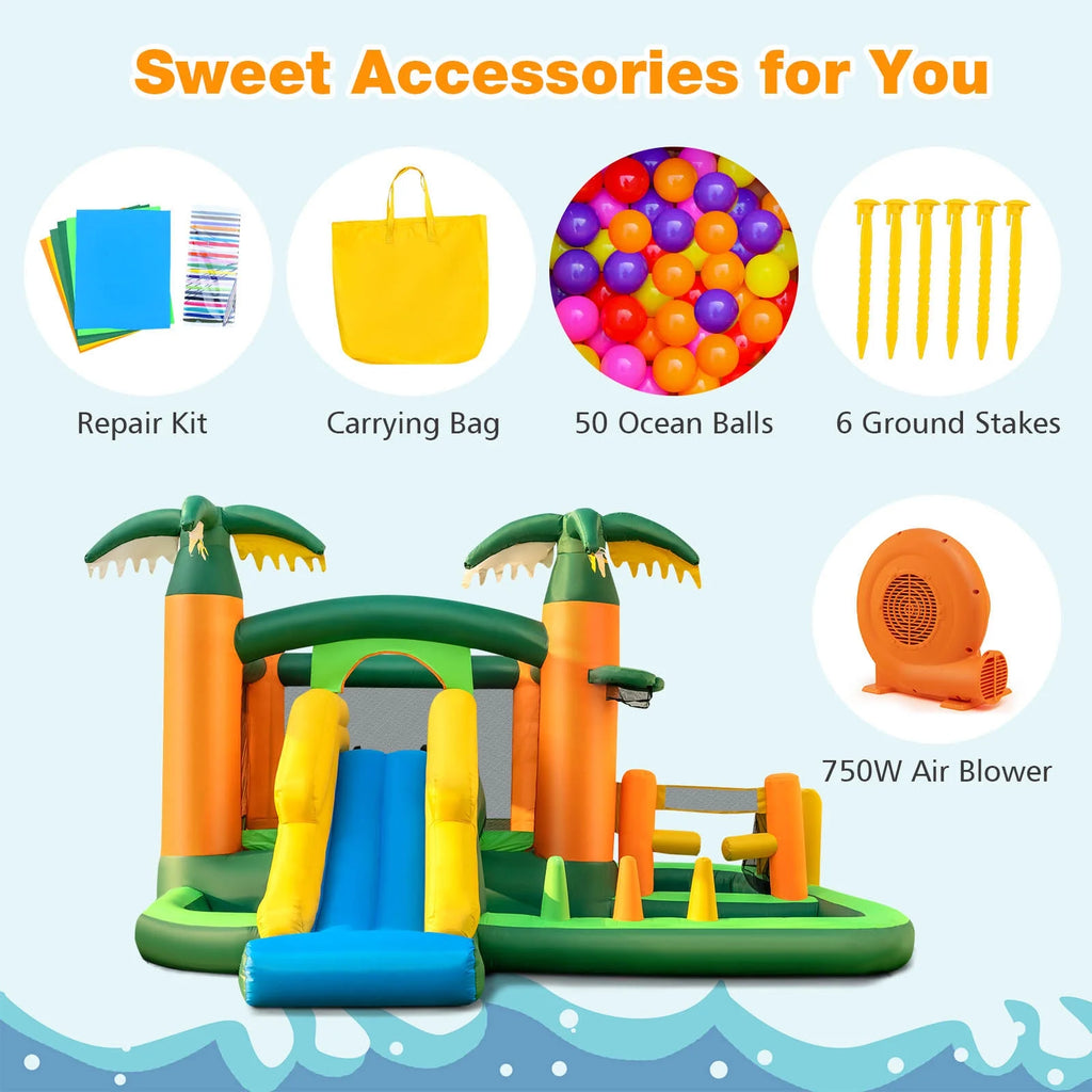 8-in-1 Inflatable Bounce Castle with Blower R787896