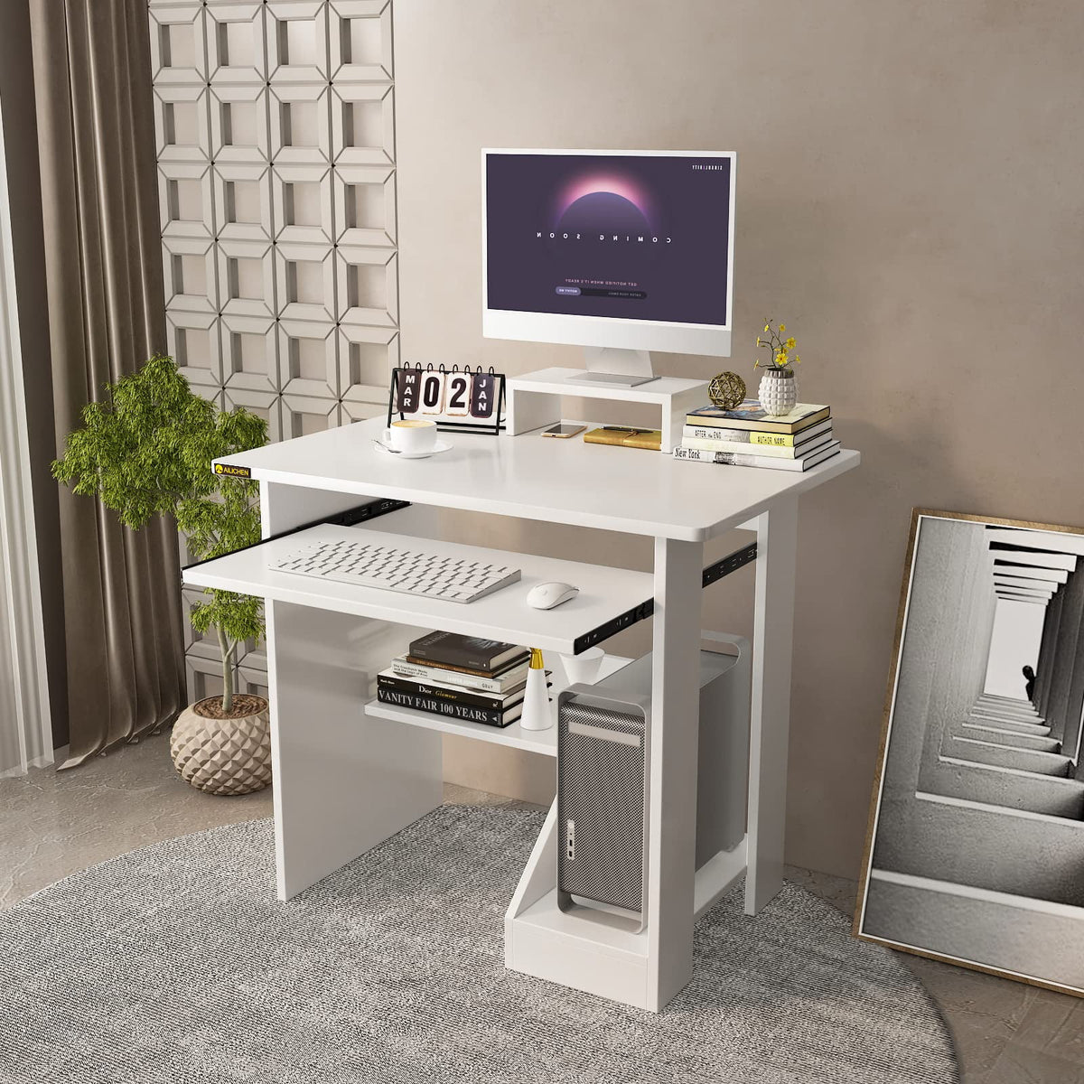 30 Inch Computer Desk with CPU Stand and Monitor Shelf Z2859