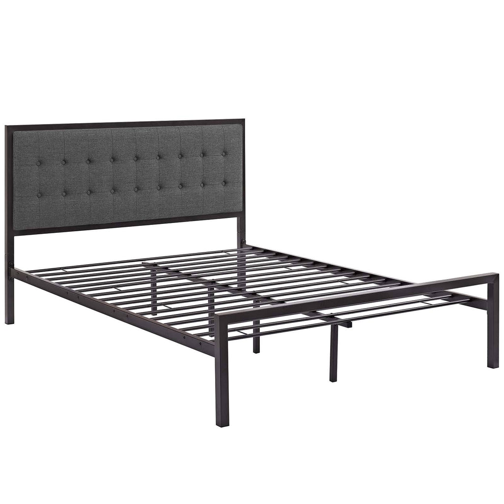 Full Fabric Bed, Brown Gray W5508