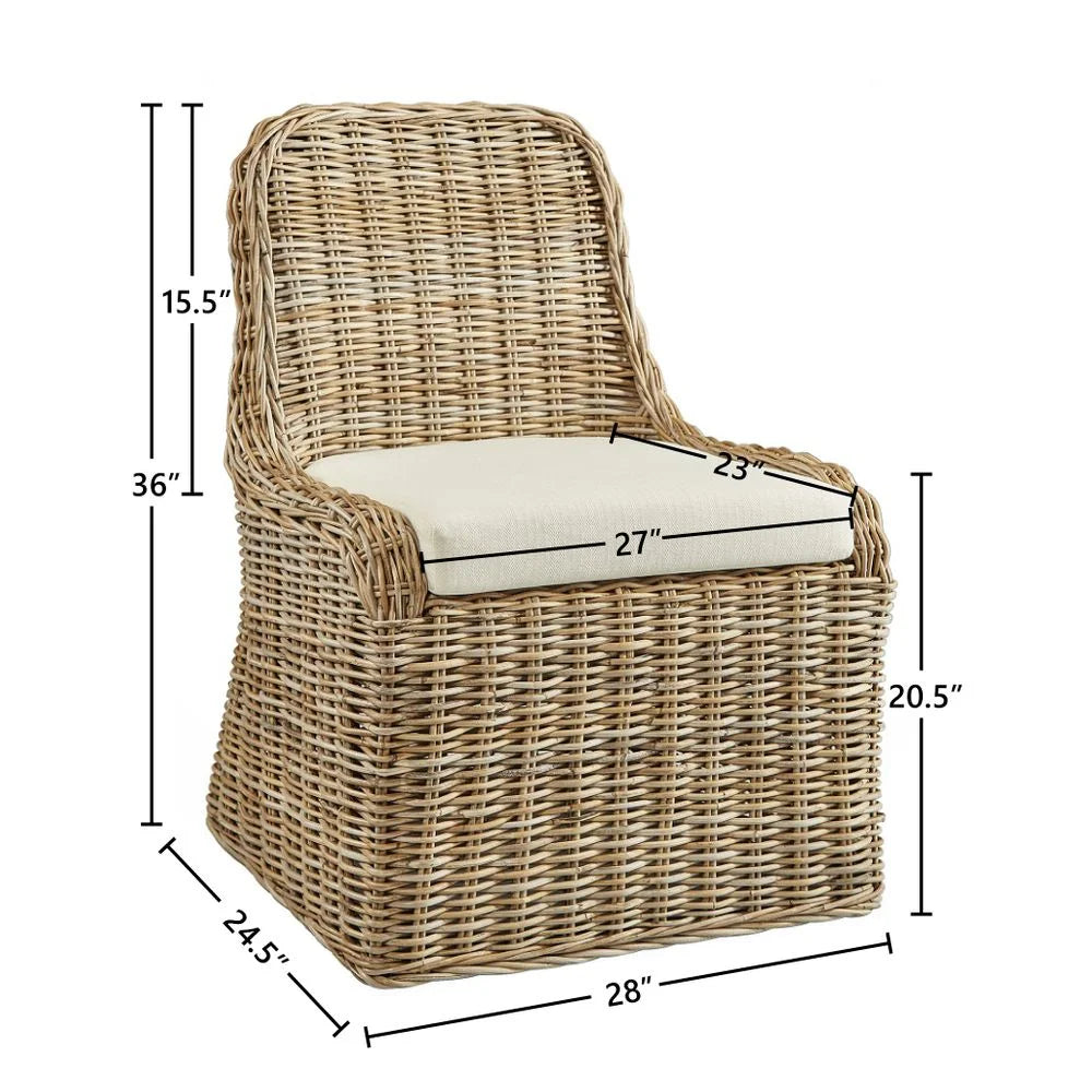 Woven Rattan Accent Chair with Padded Seat W26163