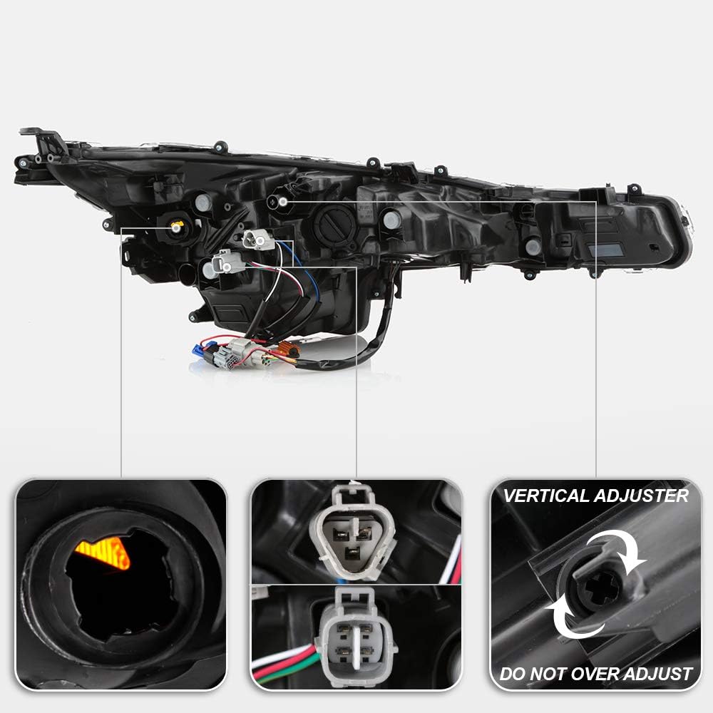 Black LED Projector Headlights Set Left+Right X8569
