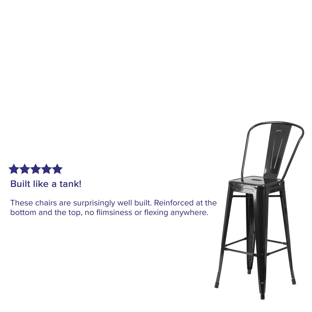 Black Metal Indoor-Outdoor Barstool with Removable Back S20381