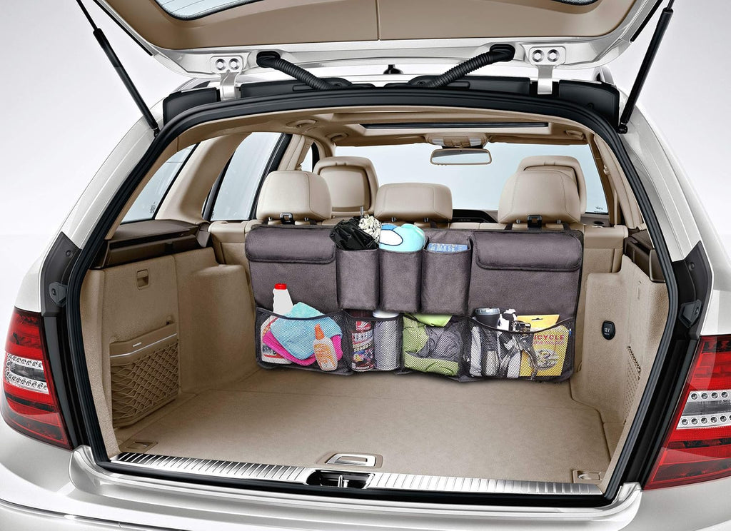 Trunk Organizer Car Storage with 5 Deep Pockets & 4 Pockets Mesh, Pack of 2 M642