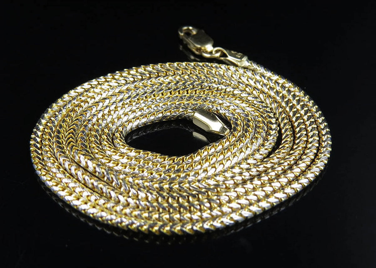 Solid 10K Yellow Gold Franco Box Link Chain Necklace U90196