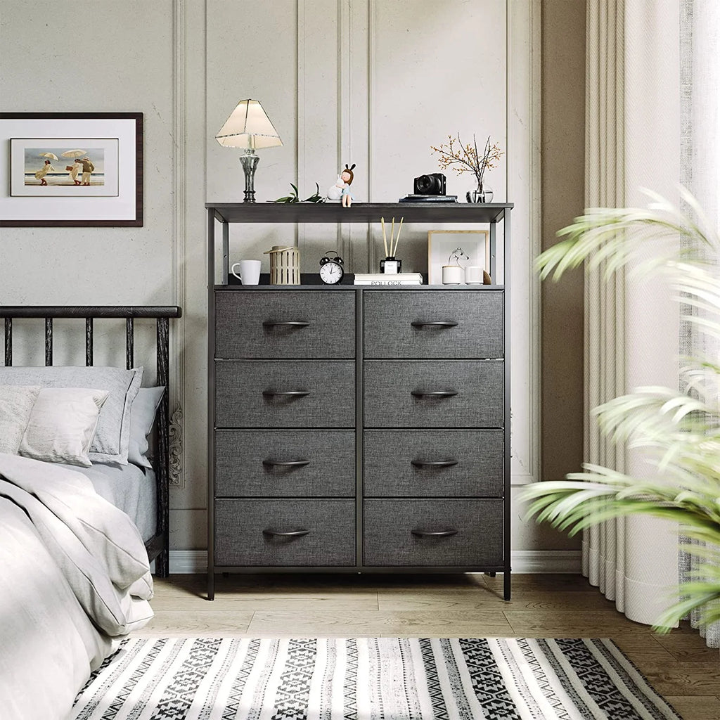 8 Drawer Fabric Dresser with Shelves B63886