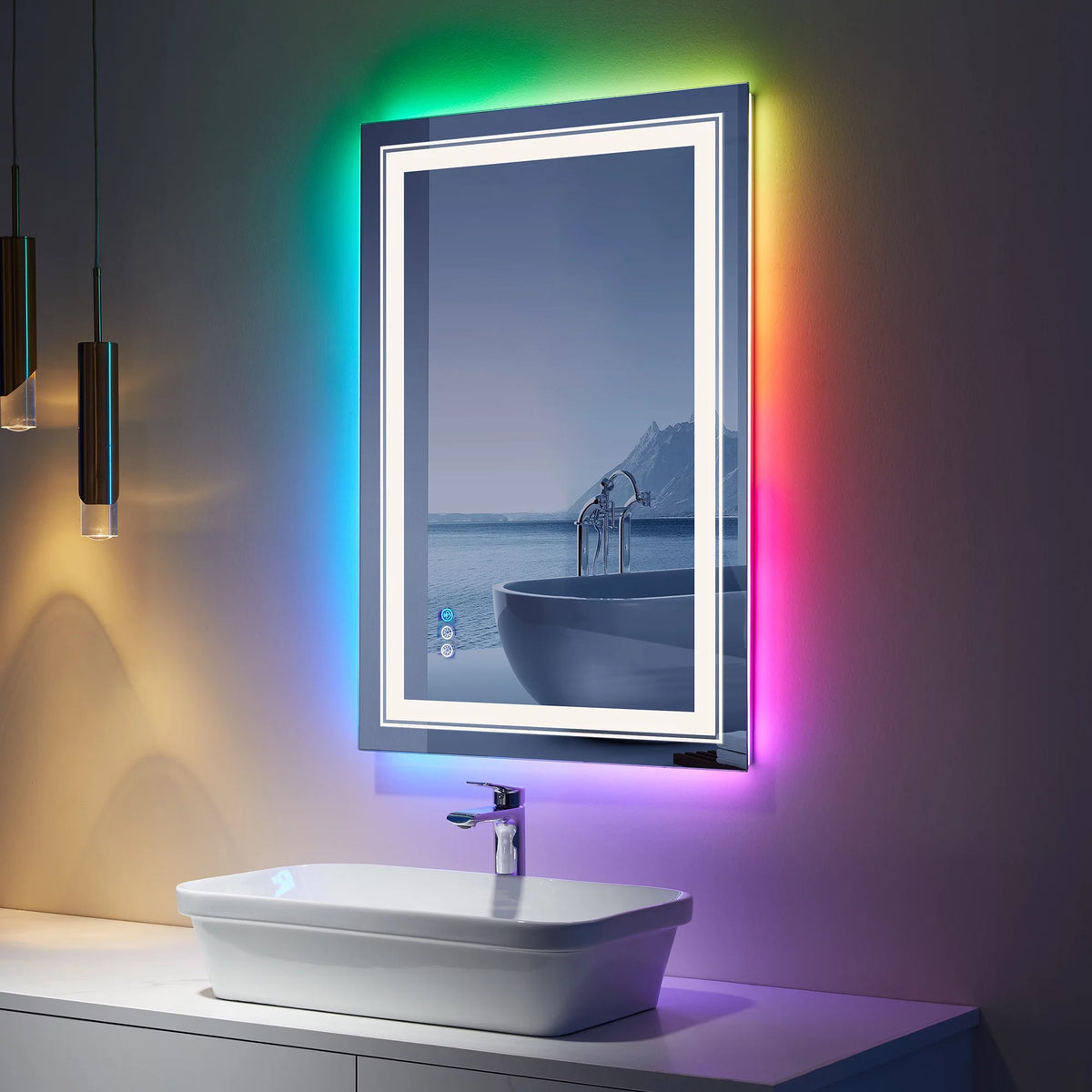 24X36 inch RGB LED Bathroom Mirror Anti-Fog Smart Touch L39715