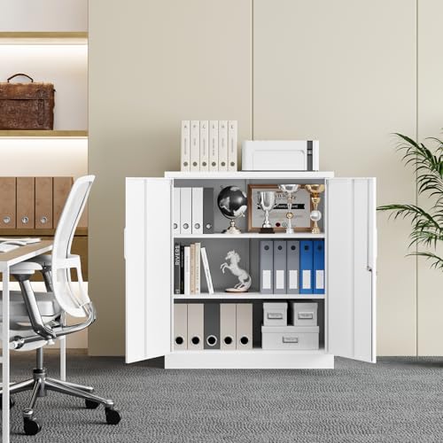 Metal Garage Storage Cabinet with 2 Doors and 2 Adjustable Shelves I575