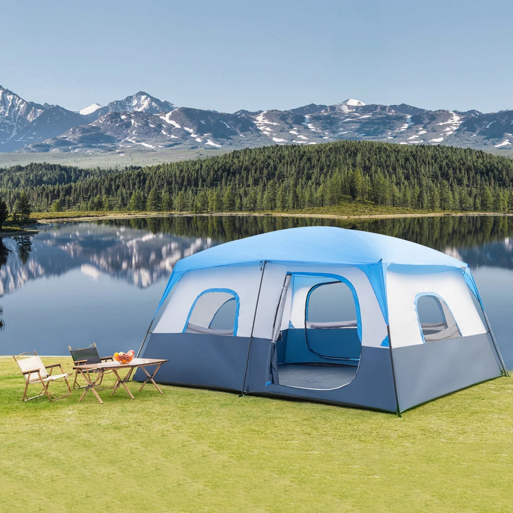14 People Waterproof Windproof Camping Tent with 2 Doors X82210