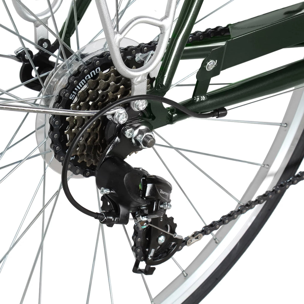 Men's 21 Speed Matte Black Steel Frame Hybrid City Bike O49013