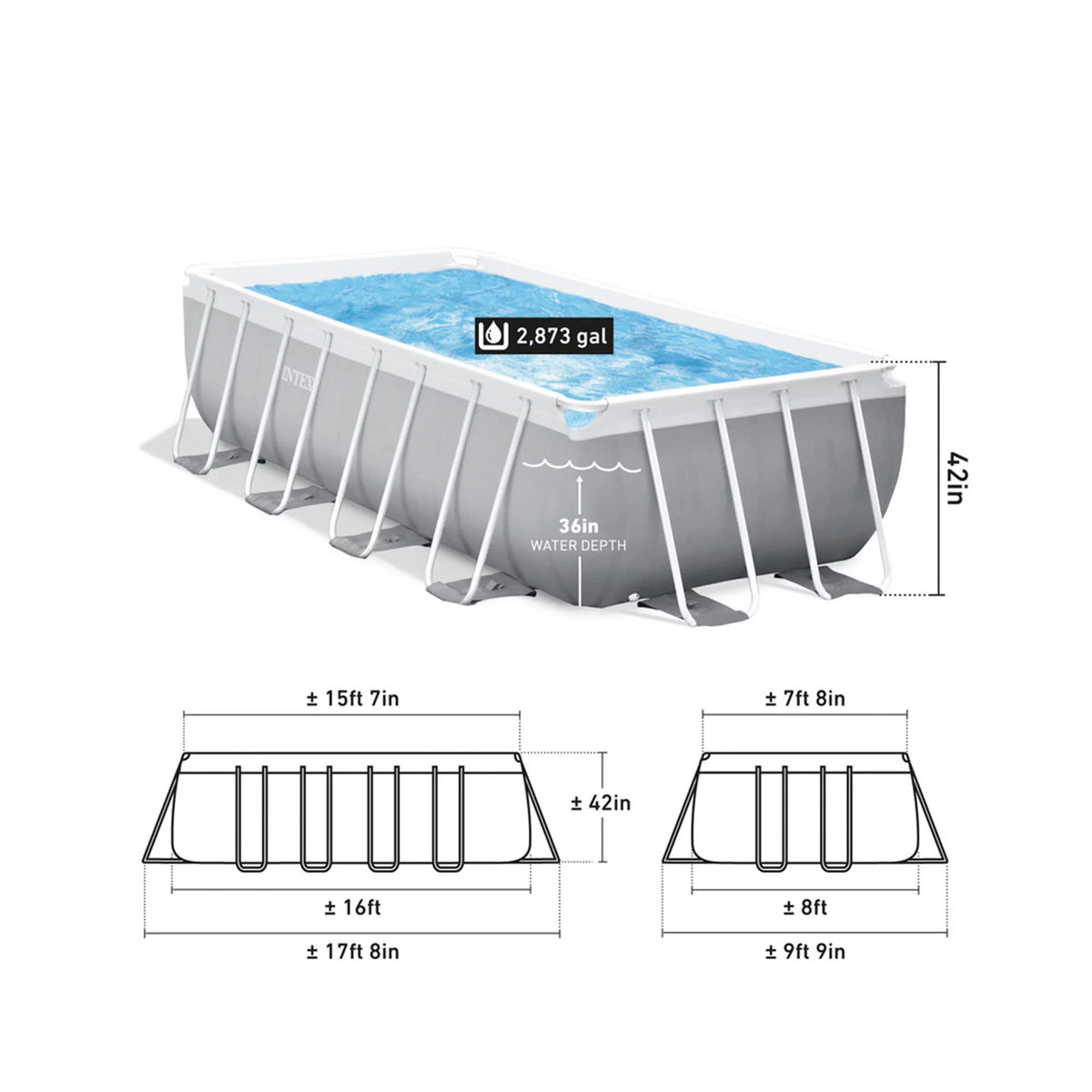 16Ft x 8Ft x 42In Rectangular Pool Set K23855