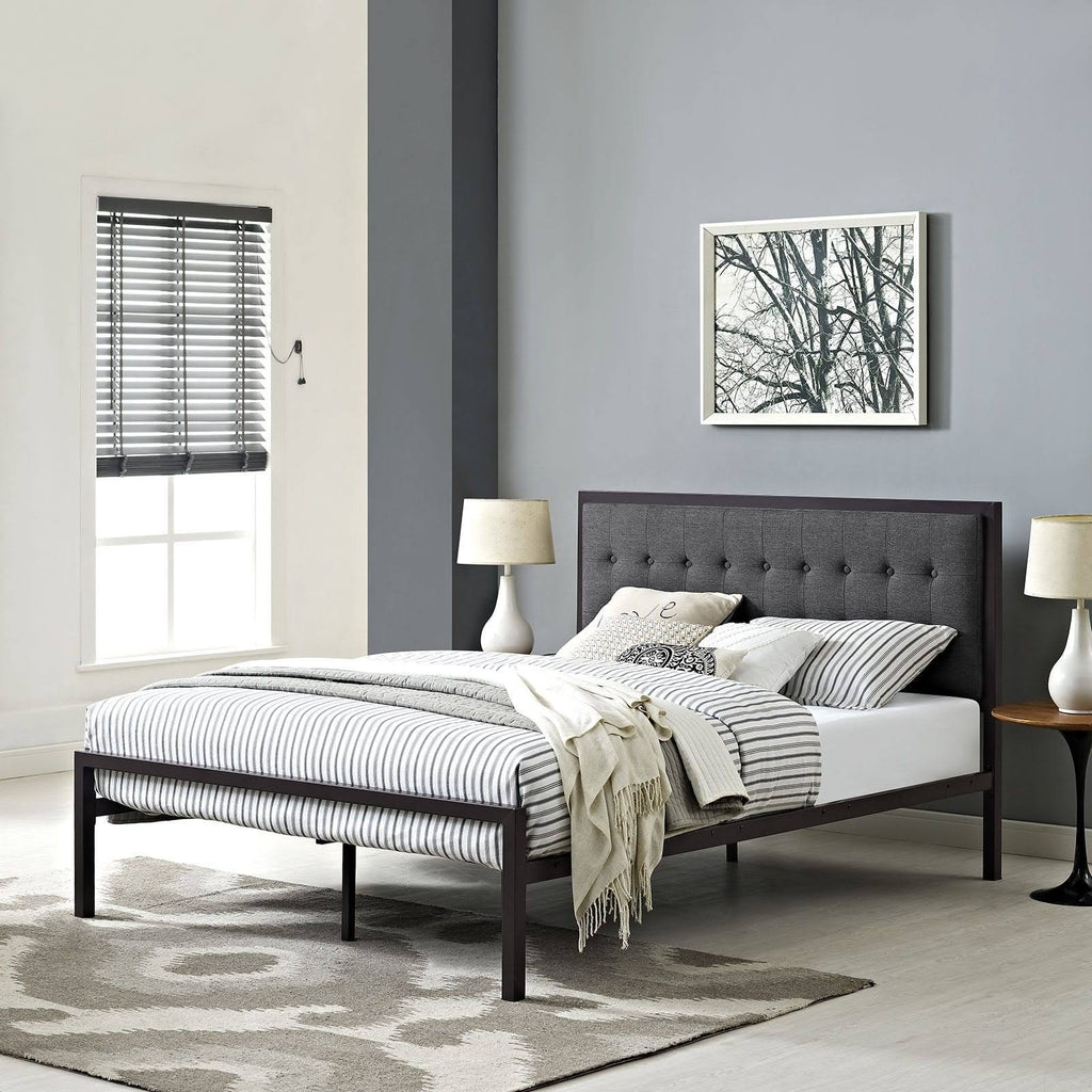 Full Fabric Bed, Brown Gray W5508
