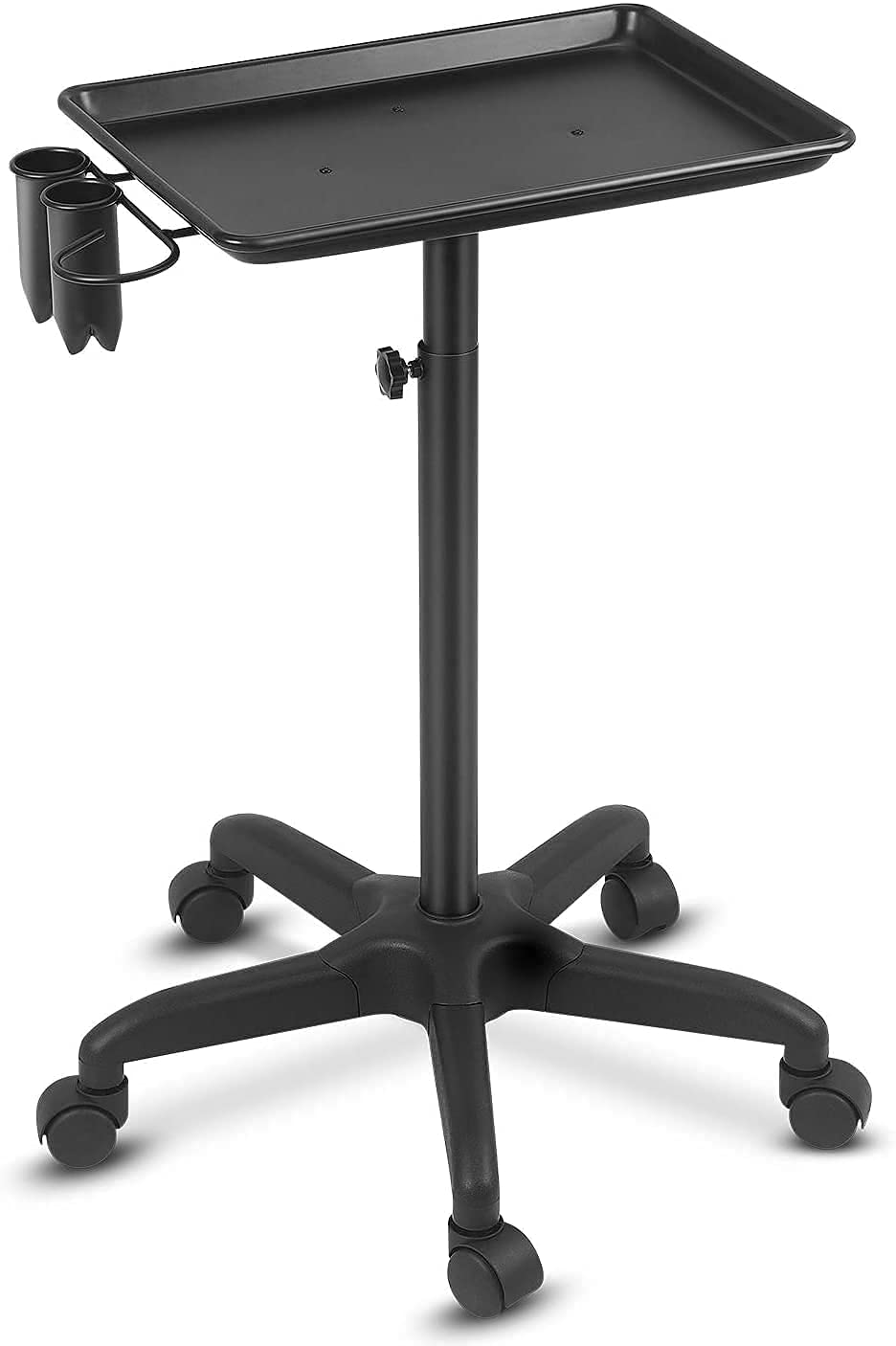 Black Aluminum Salon Tray Cart with Wheels S578