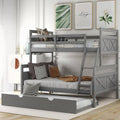 Gray Twin Over Full Bunk Bed with Twin Trundle D3513