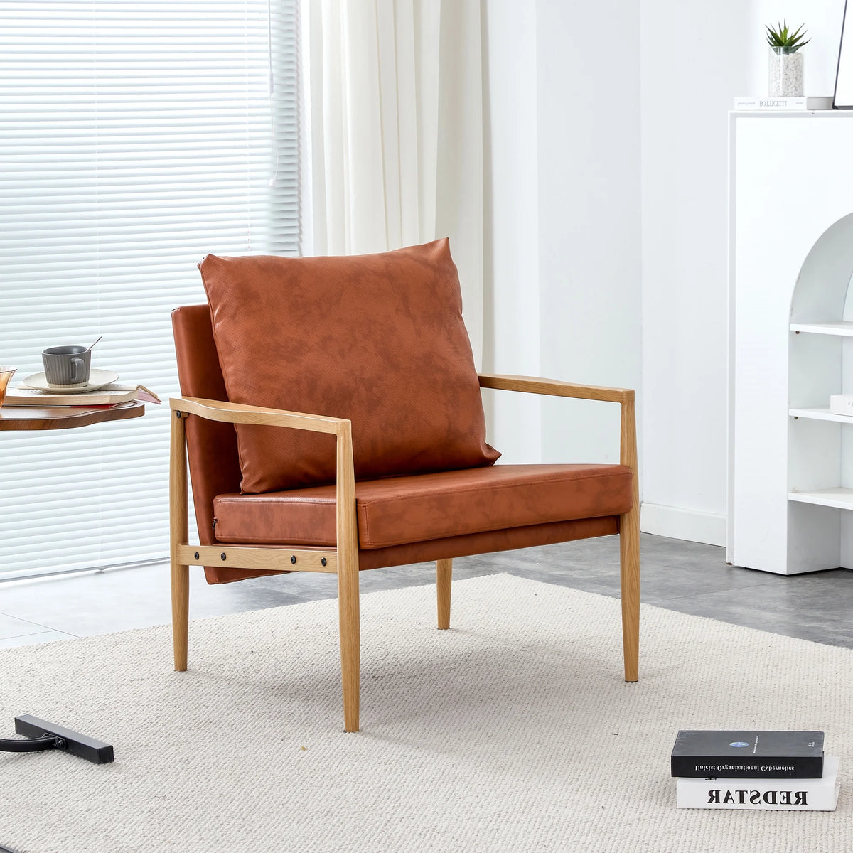 PU Leather Accent Arm Chair with Metal Frame U8905
