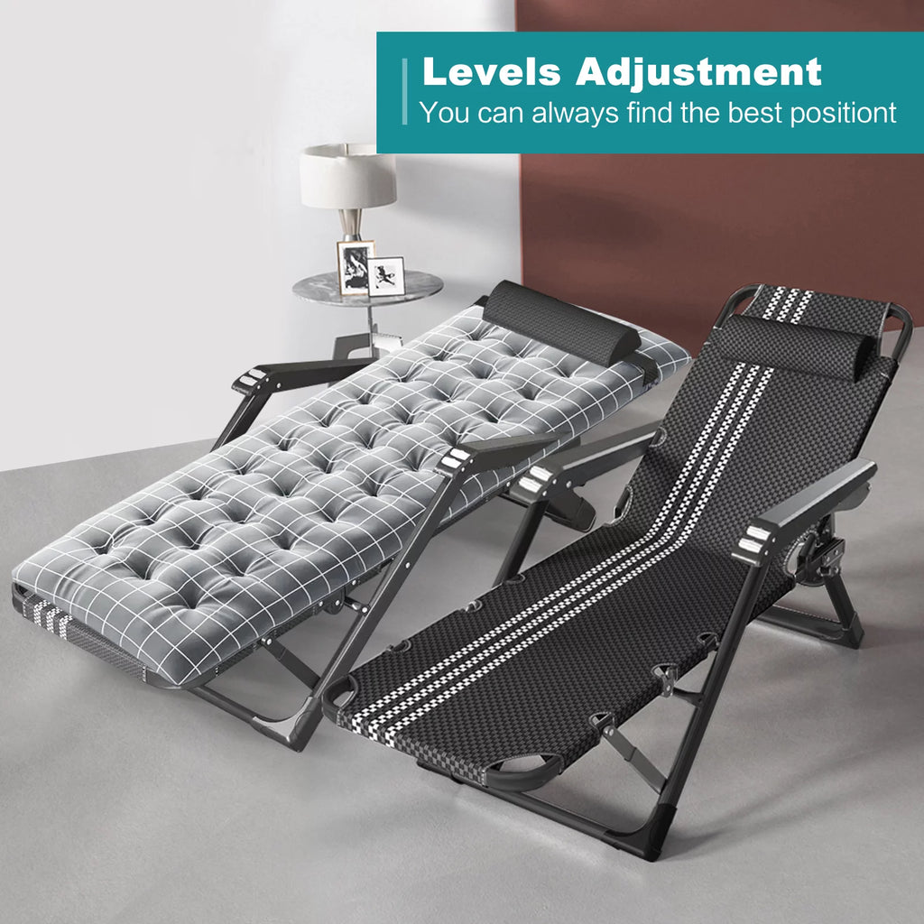Gray Adjustable Folding Lounge Chair with Pillow G4253