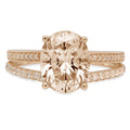 2.32ct Oval Cut Brown Champagne Simulated Diamond 18k Yellow Gold Ring P56647