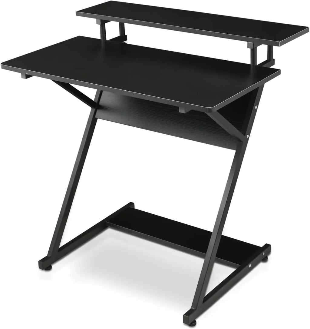 Black 3 Tier Z-Shape Computer Desk P779