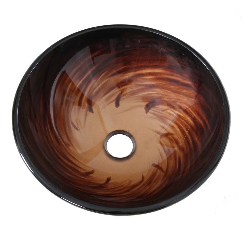 Brown Glass Bathroom Vessel Sink and Waterfall Faucet M6203