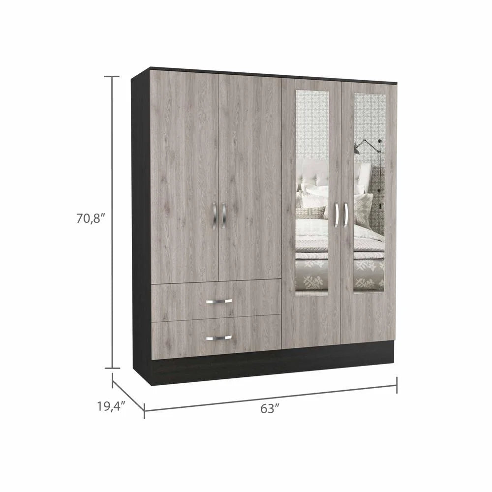 Black Wengue/Light Grey Engineered Wood Armoire L886