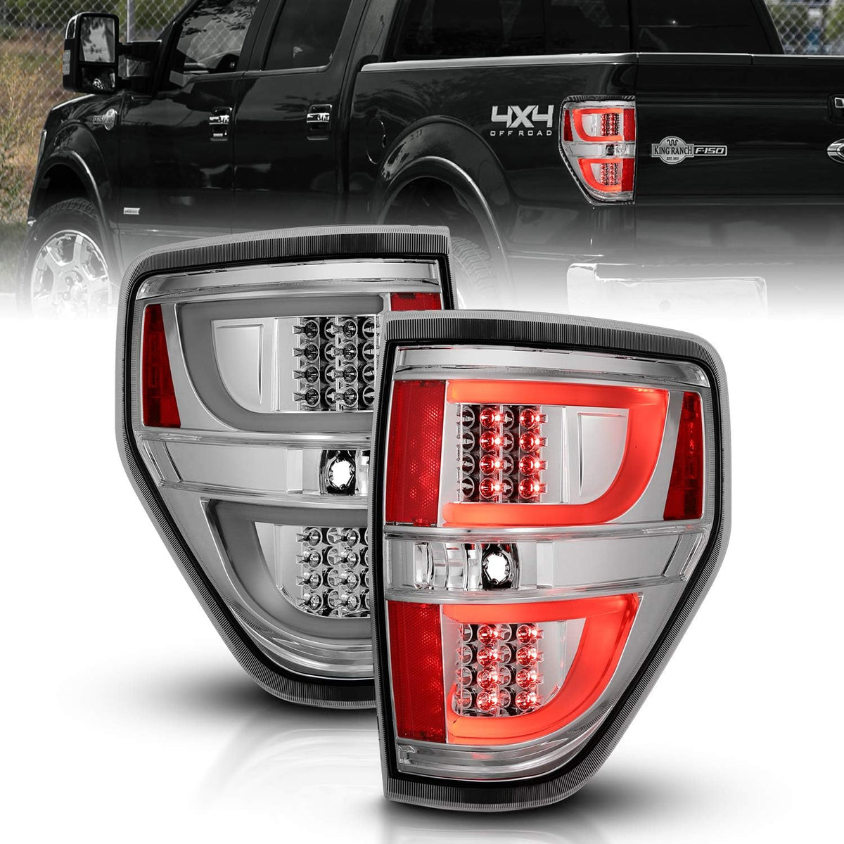 LED Tube Bar Replacement Brake Tail Lights Set for Ford F-150 Truck D108119