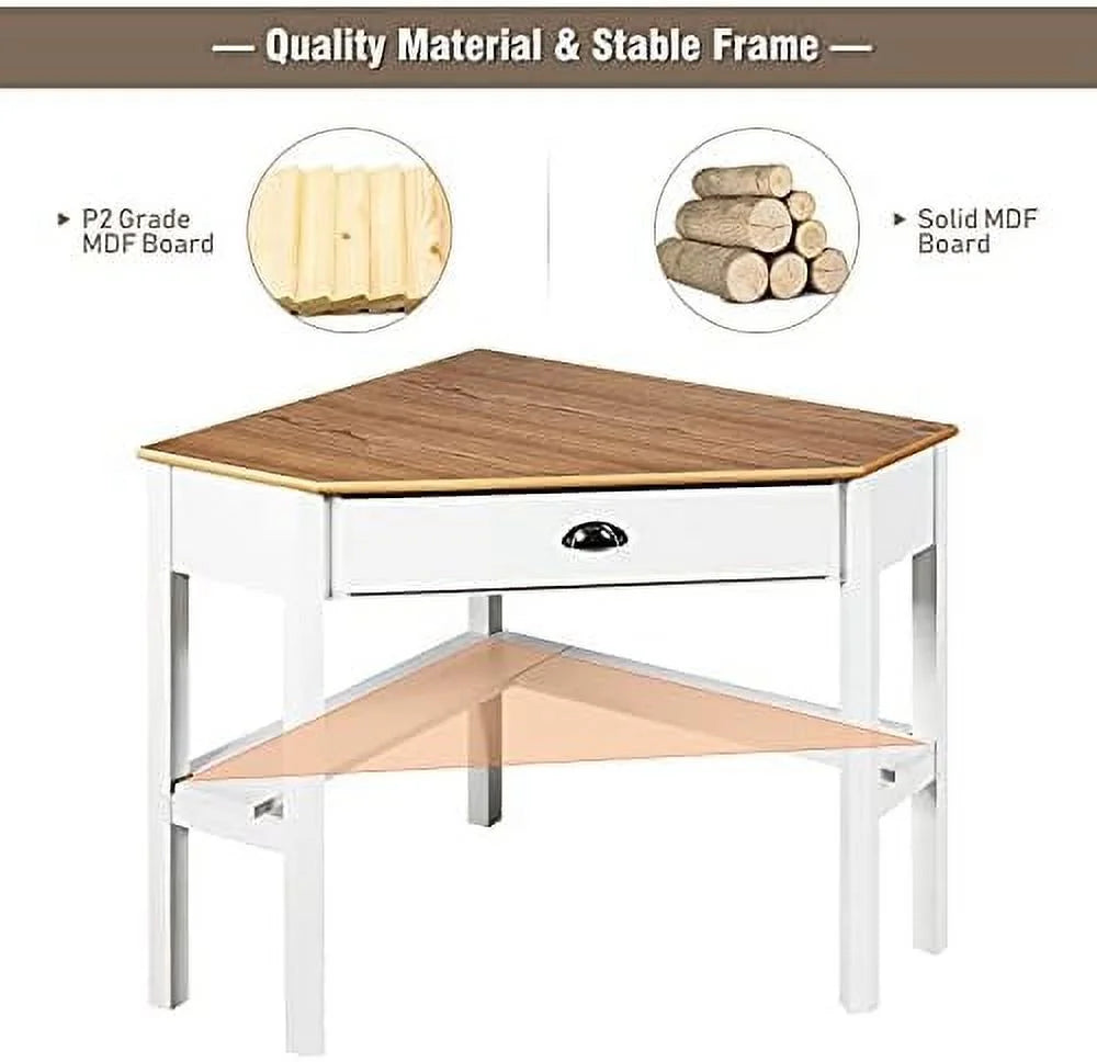 Small Corner Desk with Shelves Drawer V52579