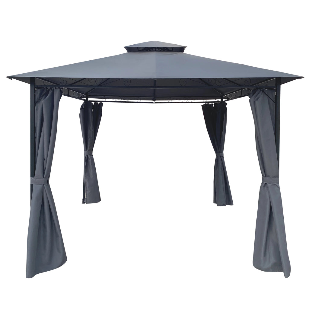 10 x 10 ft Steel Patio Gazebo with Curtain C252237