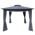 10 x 10 ft Steel Patio Gazebo with Curtain C252237