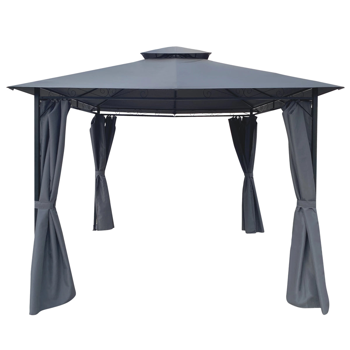 10 x 10 ft Steel Patio Gazebo with Curtain C252237