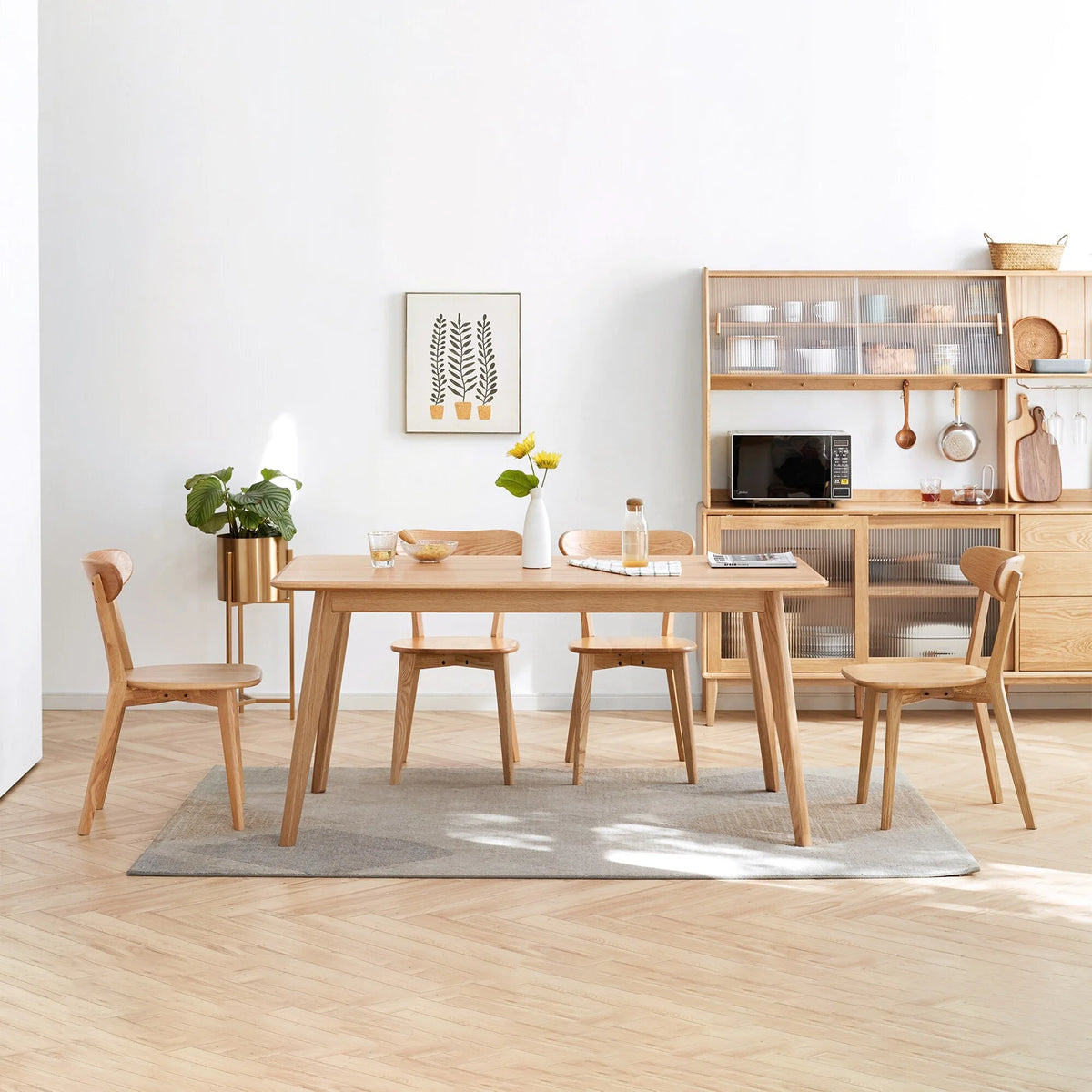 Solid Oak Wood Dining Chairs Set of 4 L7609