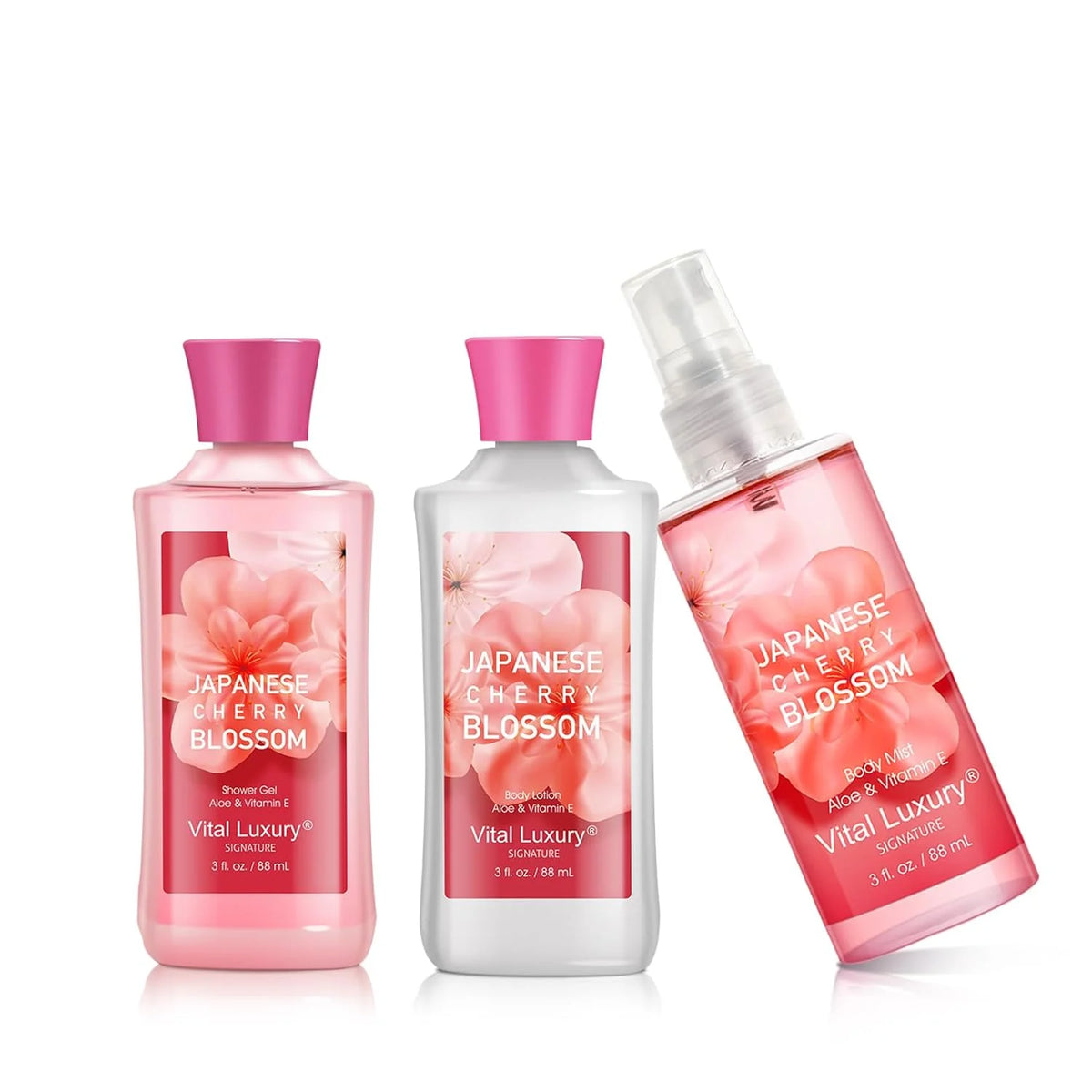 Japanese Cherry Blossom 3 Piece Set Shower Gel, Mist, and Lotion R86436