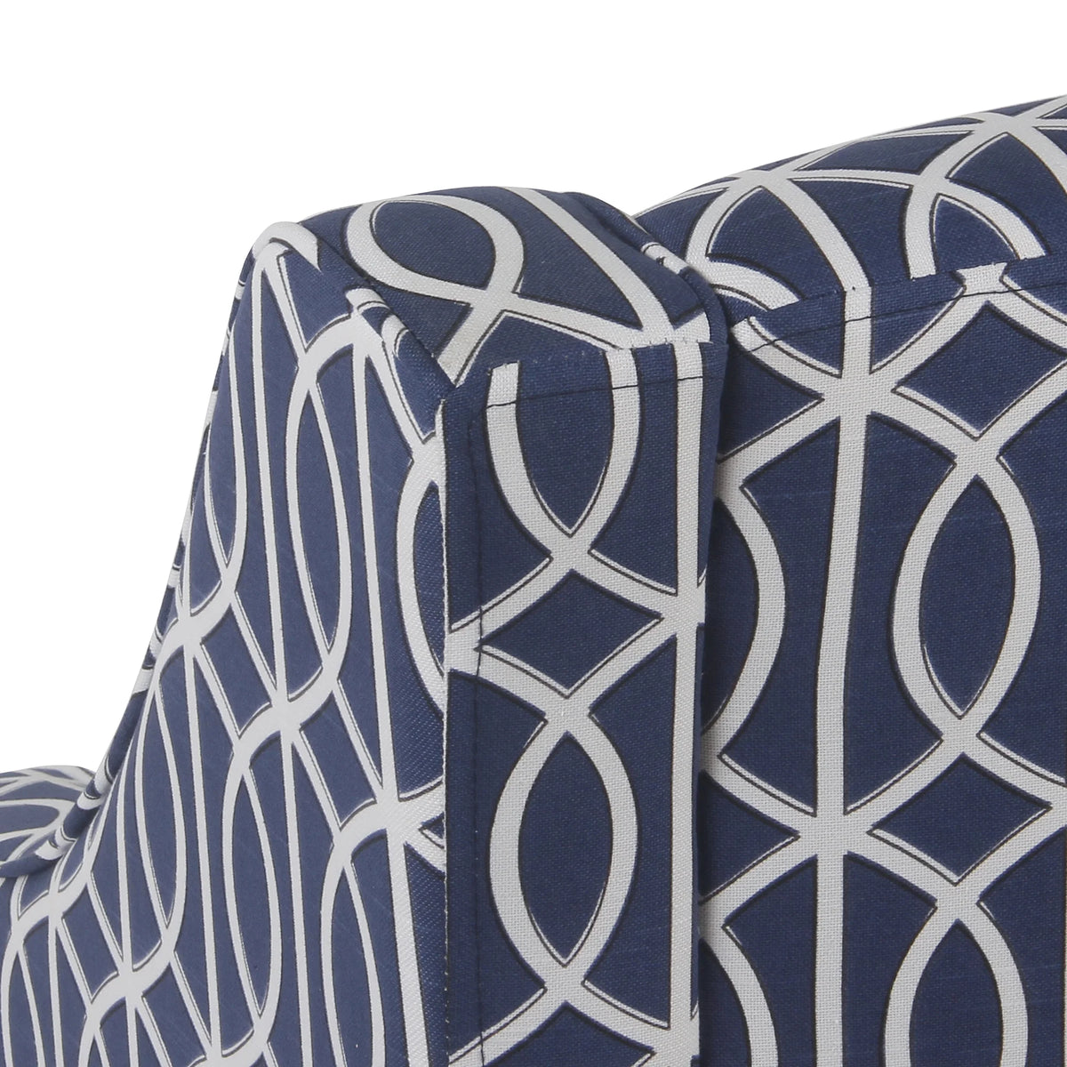 Cream and Blue Geometric Accent Armchair G66378