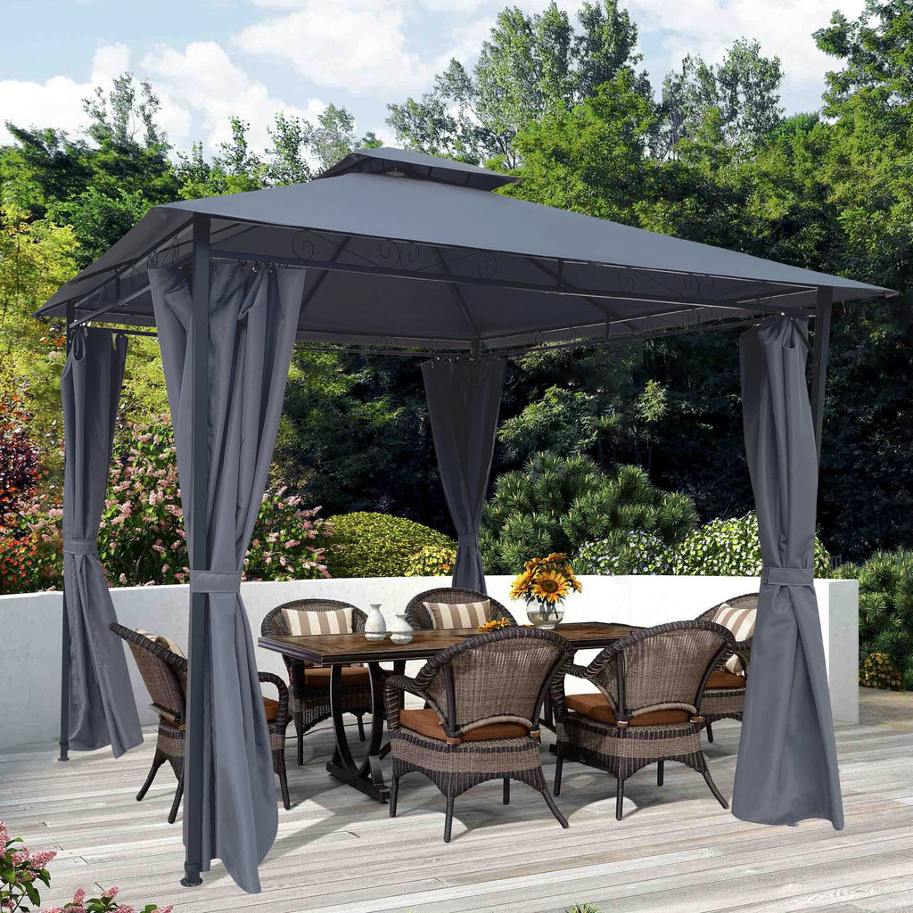 10 x 10 ft Steel Patio Gazebo with Curtain C252237