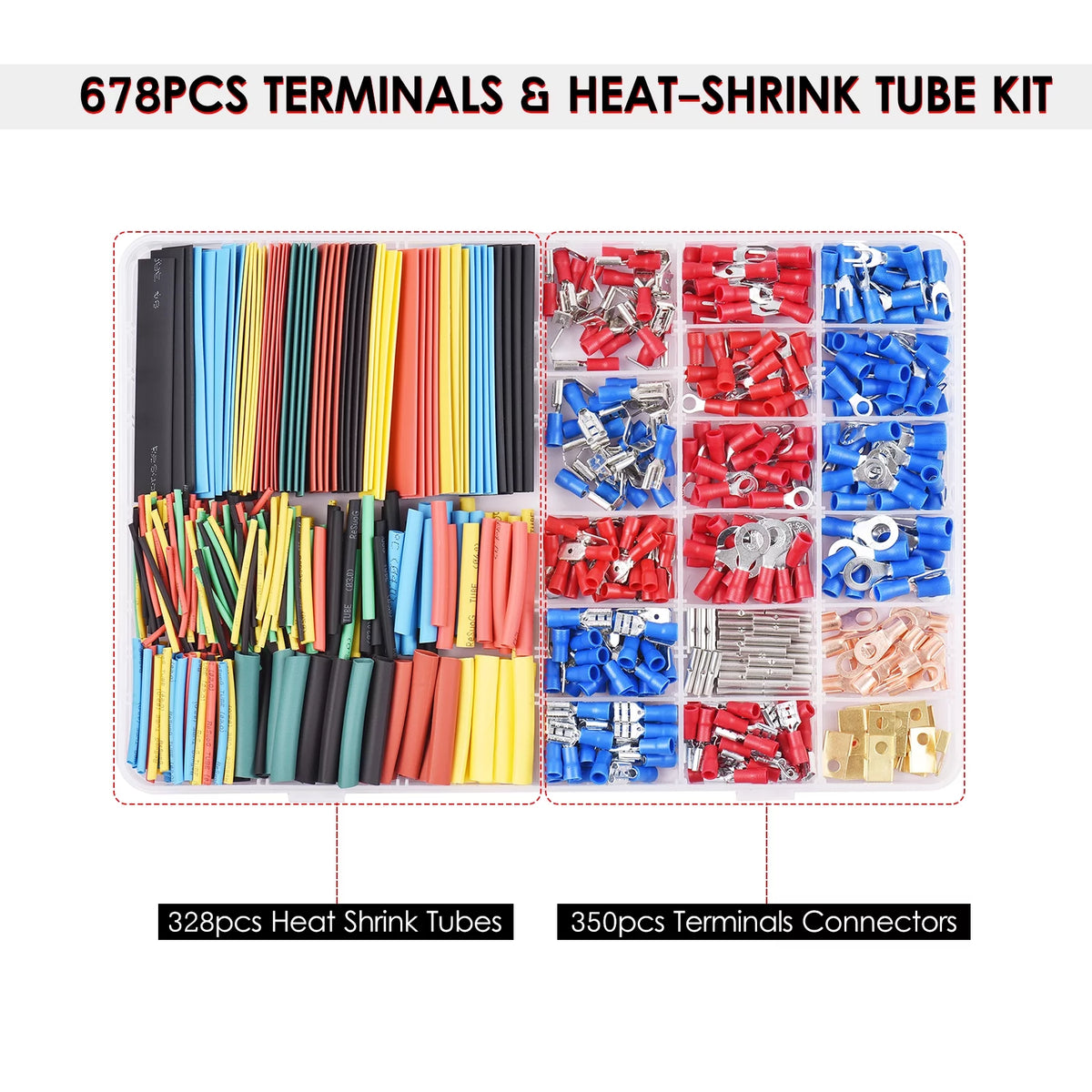 678PCS Terminals & Heat-shrink Tube Kit K3692