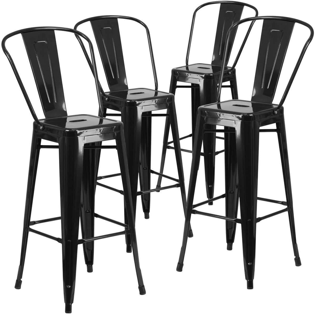 Black Metal Indoor-Outdoor Barstool with Removable Back S20381