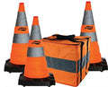 28x22 Heavy Duty Collapsible Orange & Silver Safety Cone 3 Piece Kit D79485