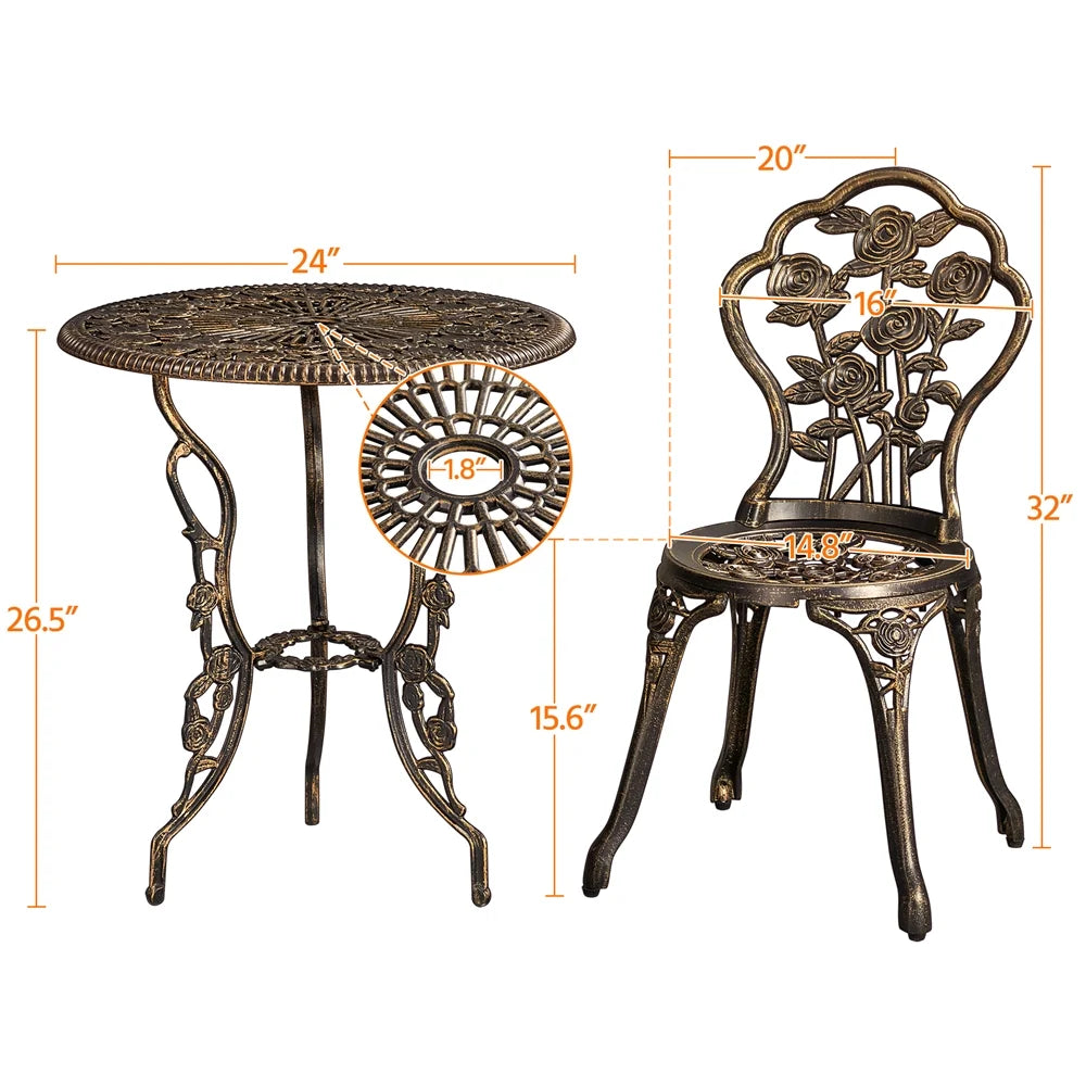 3 Piece Patio Bistro Table Set with Umbrella Hole X99853