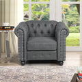 Upholstered Fabric Linen Grey Chesterfield Sofa 3 PCS M108