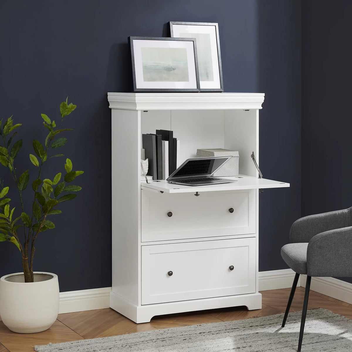 White Secretary Desk W83047