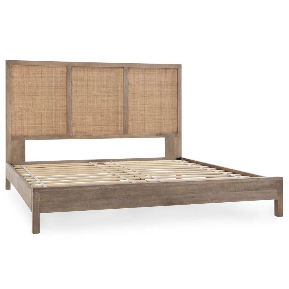 Mango Wood Eastern King Bed in Taupe G312911