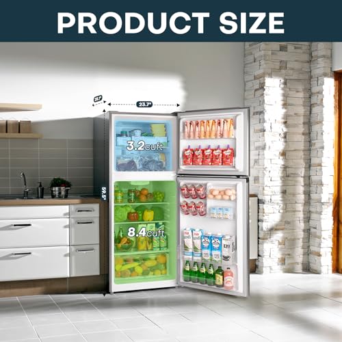 7.7 Cu.Ft. Double Door Refrigerator with Freezer, Black D203