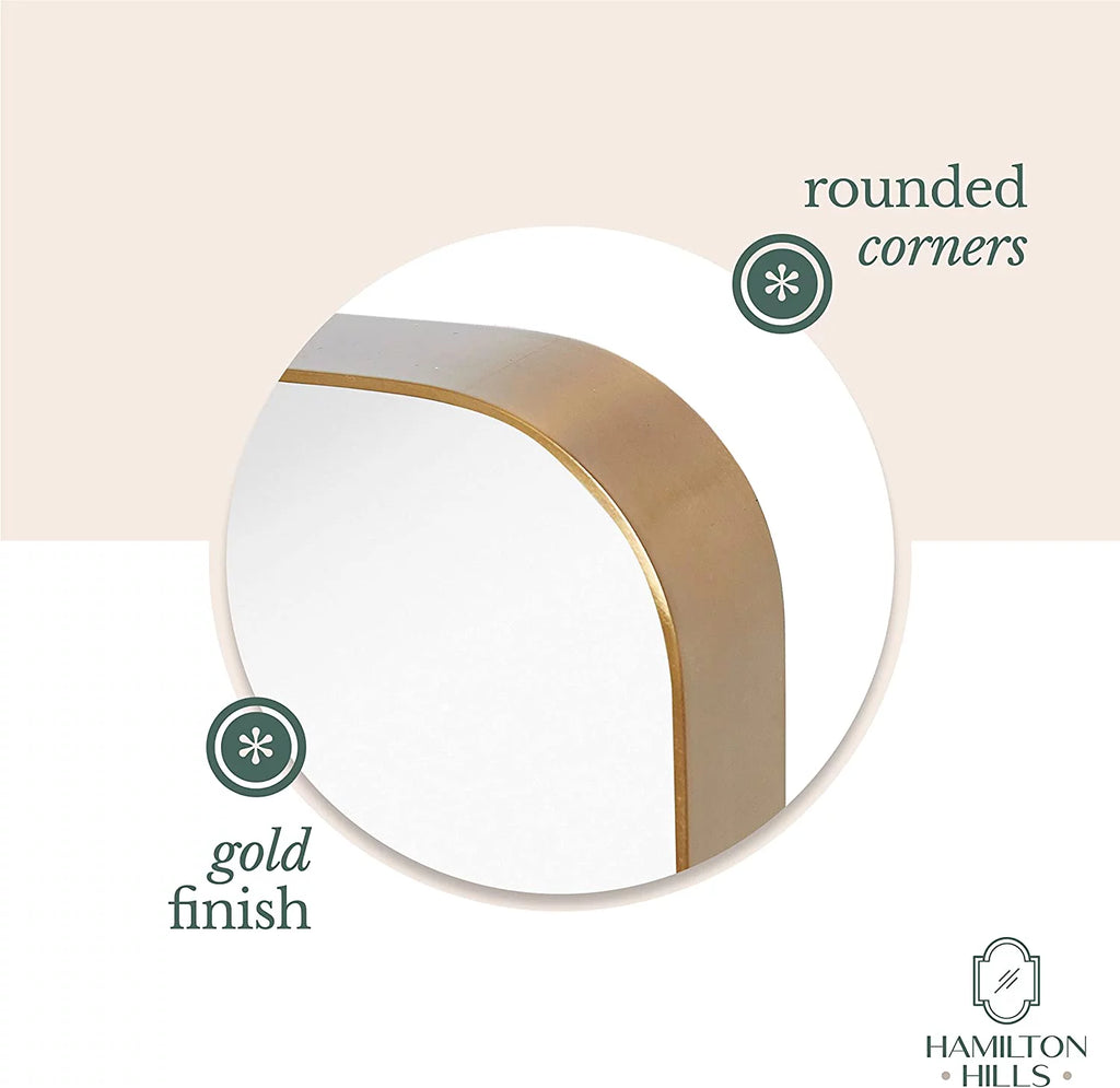 Gold Framed Rounded Corner Wall Mirror 22" x 30" N8955