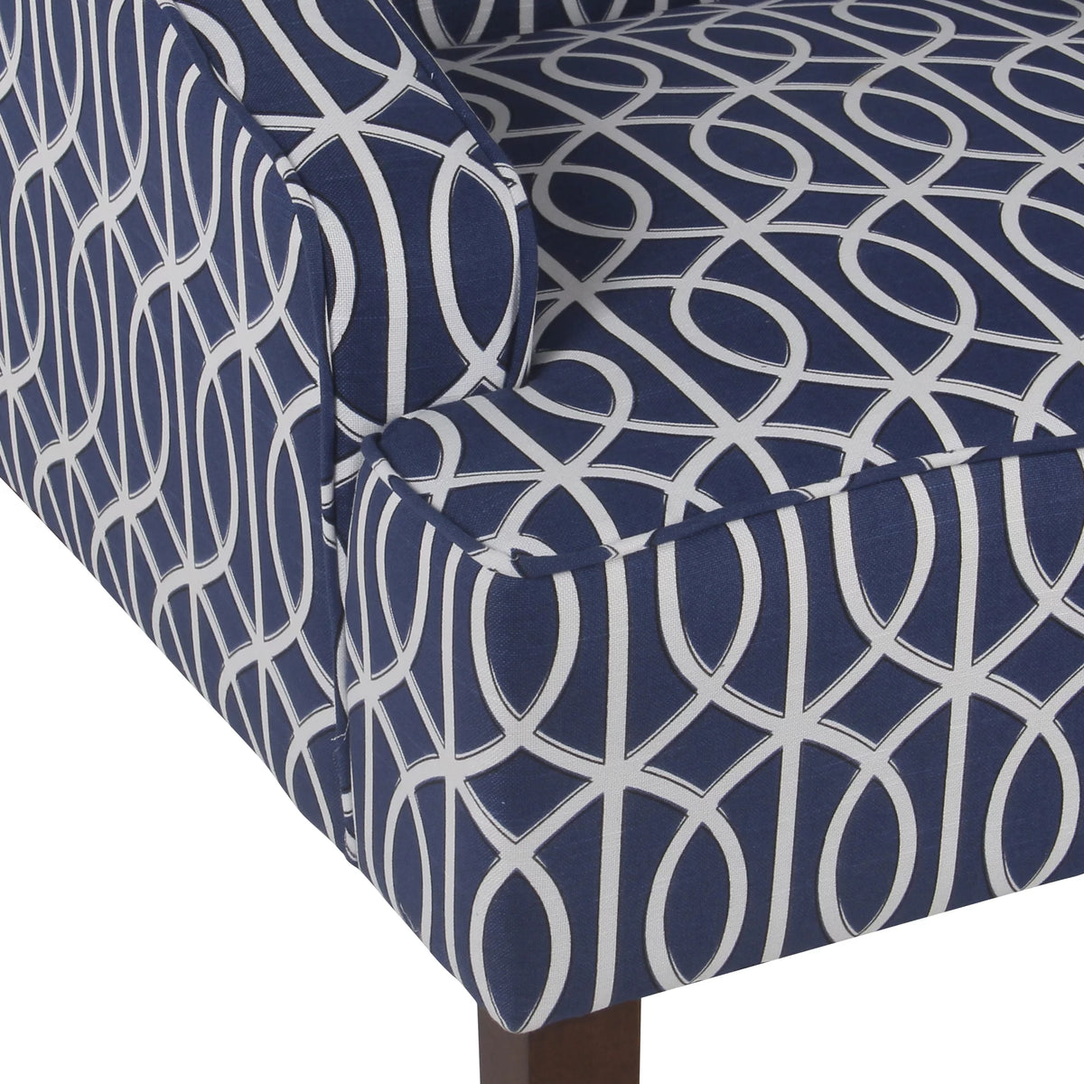 Cream and Blue Geometric Accent Armchair G66378