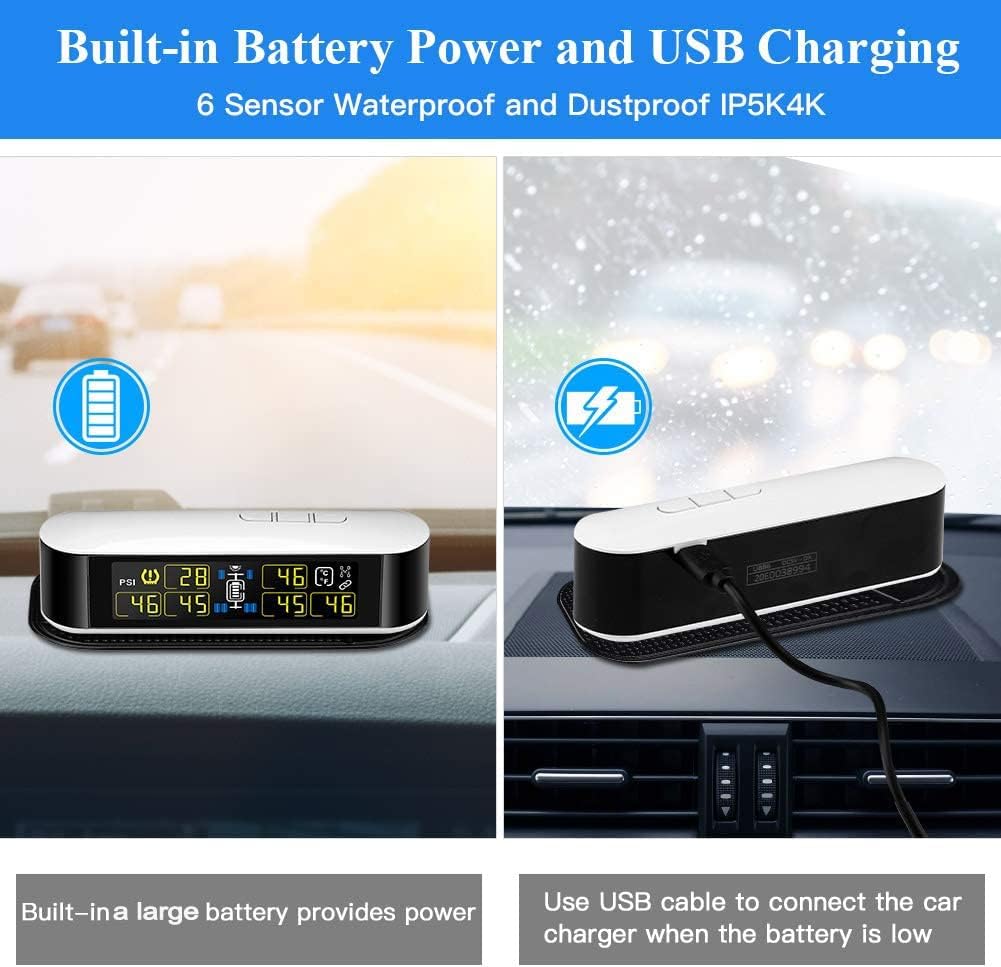 6 External Sensors TPMS Tire Pressure Monitoring System with LCD Color Screen L36436