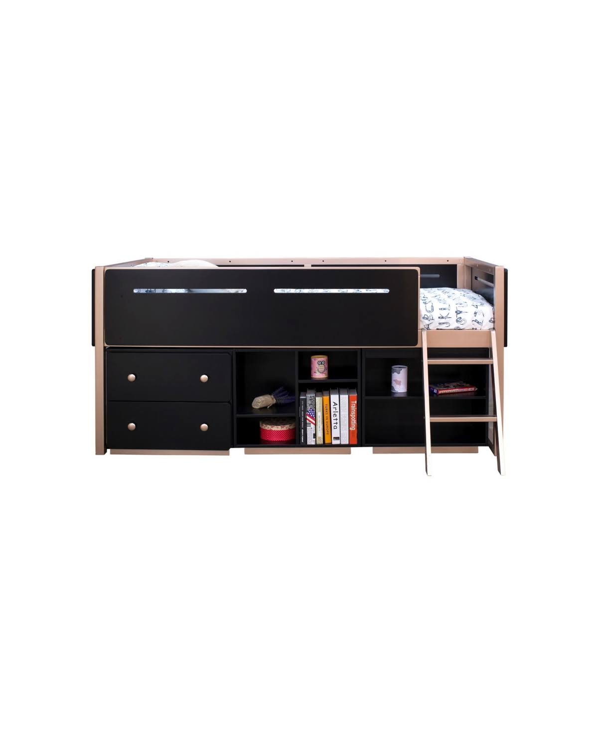 Black Rose Gold Loft Bed B9887