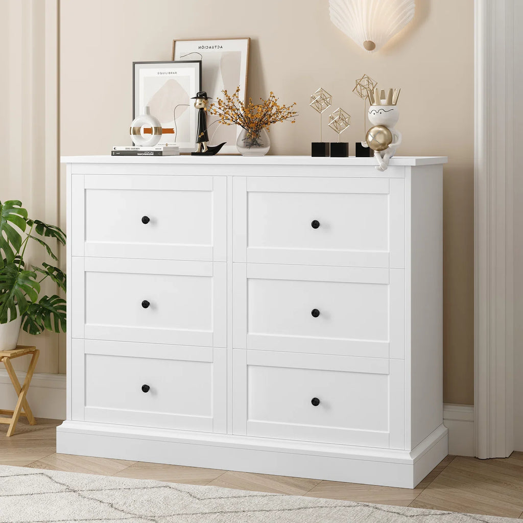 White 6 Drawer Wood Dresser X6134